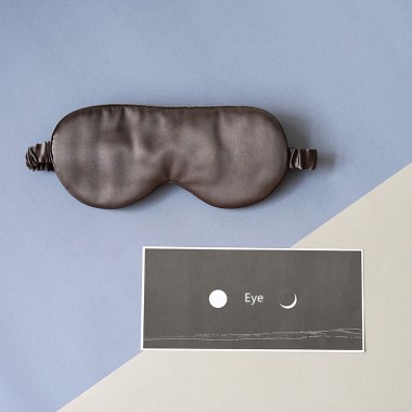Black Printed Silk Eye Mask UK for Sale