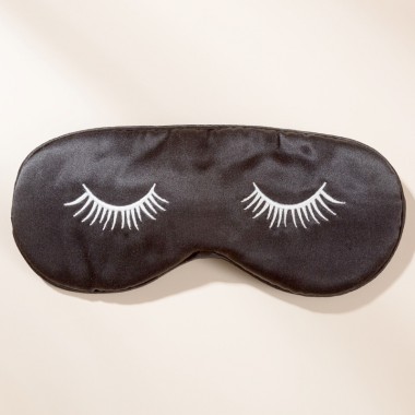 Black Silk Eye Mask with Printed Eyelashes UK for Sale