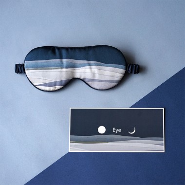 Navy Printed Silk Eye Mask UK for Sale
