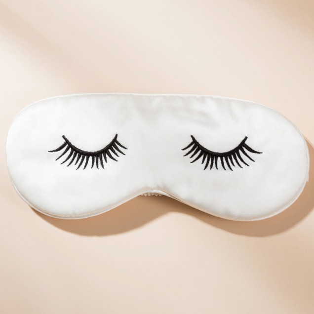 White Silk Eye Mask with Printed Eyelashes UK for Sale White Silk Eye Mask with Printed Eyelashes UK for Sale