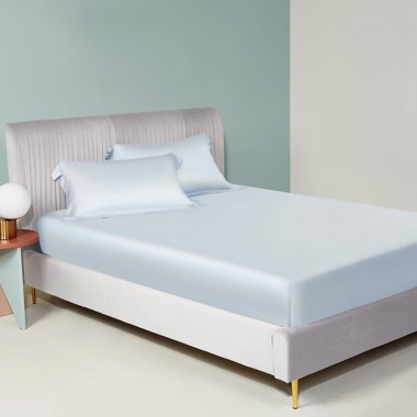 Alice Blue 22 Momme Mulberry Silk Fitted Sheet UK for Sale