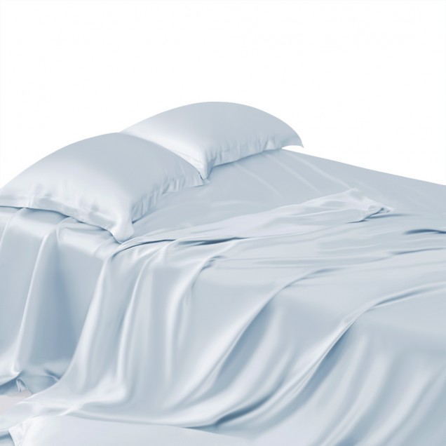 Alice Blue 22 Momme Mulberry Silk Sheet Set UK for Sale Alice Blue 22 Momme Mulberry Silk Sheet Set UK for Sale