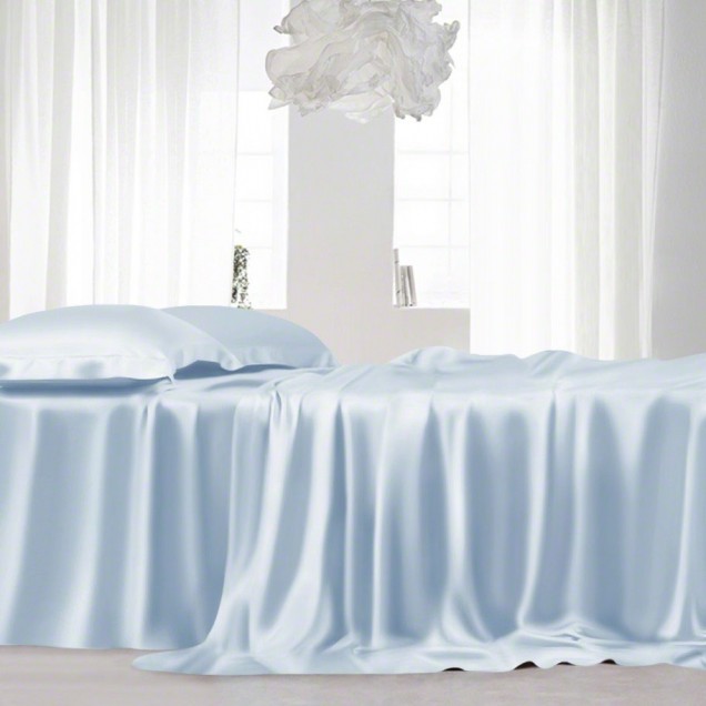 Baby Blue 22 Momme Mulberry Silk Sheet Set UK for Sale Baby Blue 22 Momme Mulberry Silk Sheet Set UK for Sale