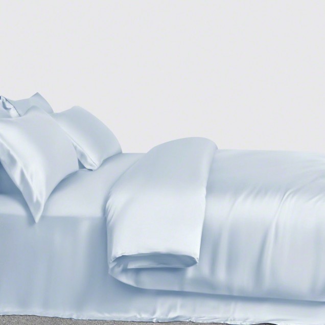 Baby Blue 3 PCS 22 Momme Mulberry Silk Duvet Cover Set UK for Sale Baby Blue 3 PCS 22 Momme Mulberry Silk Duvet Cover Set UK for Sale