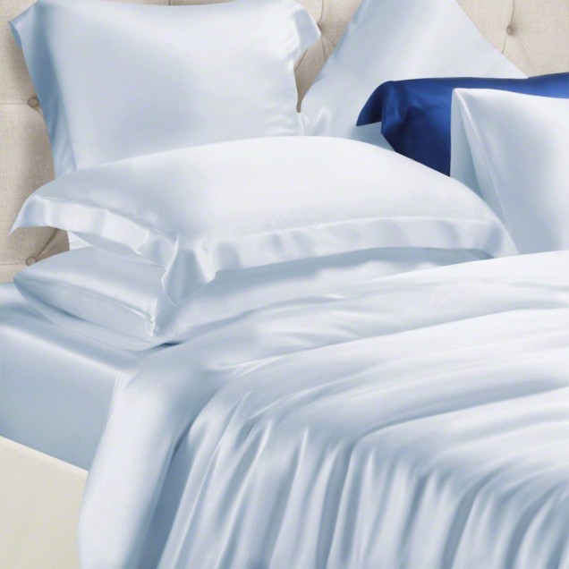 Baby Blue 3 PCS 22 Momme Mulberry Silk Duvet Cover Set UK for Sale Baby Blue 3 PCS 22 Momme Mulberry Silk Duvet Cover Set UK for Sale