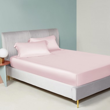 Baby Pink 22 Momme Mulberry Silk Fitted Sheet UK for Sale