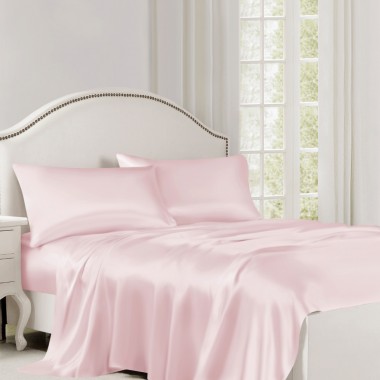 Baby Pink 22 Momme Mulberry Silk Flat Sheet UK for Sale