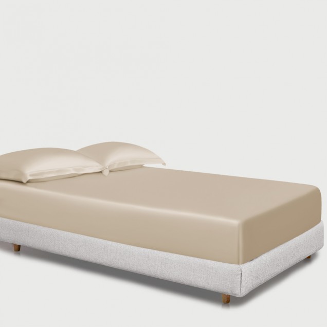 Beige 22 Momme Mulberry Silk Fitted Sheet UK for Sale Beige 22 Momme Mulberry Silk Fitted Sheet UK for Sale