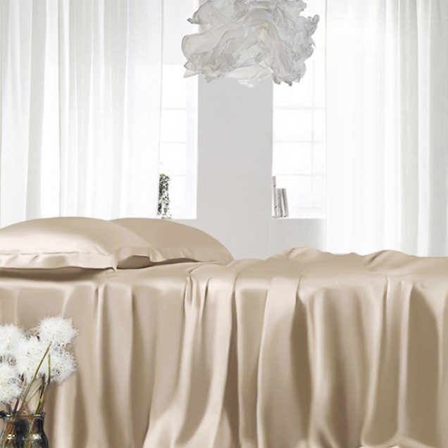 Beige 22 Momme Mulberry Silk Fitted Sheet UK for Sale Beige 22 Momme Mulberry Silk Fitted Sheet UK for Sale