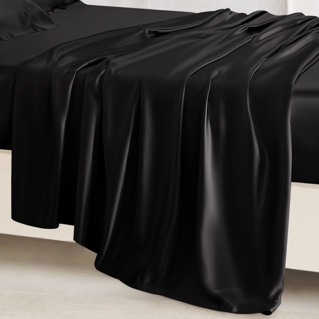 Black 22 Momme Mulberry Silk Flat Sheet UK for Sale Black 22 Momme Mulberry Silk Flat Sheet UK for Sale