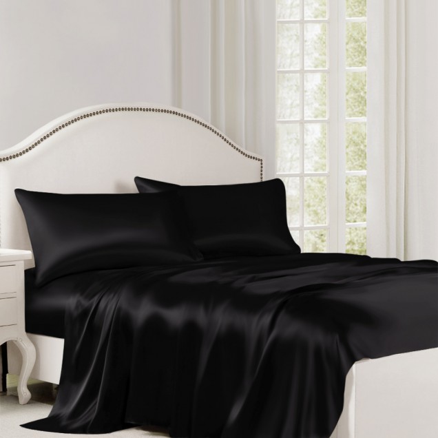 Black 22 Momme Mulberry Silk Flat Sheet UK for Sale Black 22 Momme Mulberry Silk Flat Sheet UK for Sale