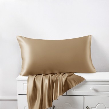 Cappuccino 22 Momme Mulberry Zipper Silk Pillowcase UK for Sale