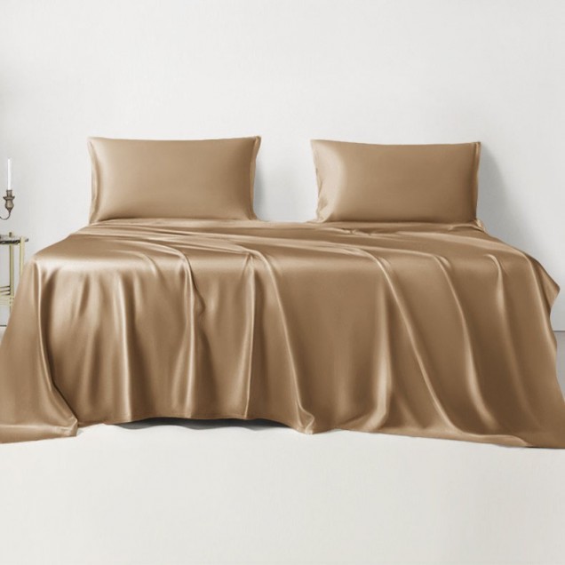 Cappuccino 22 Momme Mulberry Silk Sheet Set UK for Sale Cappuccino 22 Momme Mulberry Silk Sheet Set UK for Sale