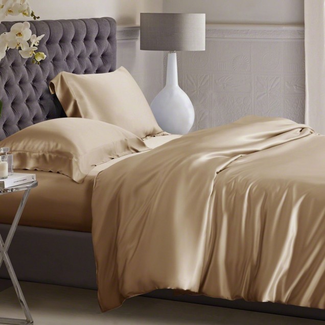 Cappuccino 3 PCS 22 Momme Mulberry Silk Duvet Cover Set UK for Sale Cappuccino 3 PCS 22 Momme Mulberry Silk Duvet Cover Set UK for Sale