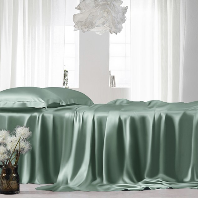 Celadon Green 22 Momme Mulberry Silk Flat Sheet UK for Sale Celadon Green 22 Momme Mulberry Silk Flat Sheet UK for Sale