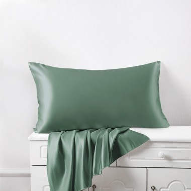 Celadon Green 22 Momme Mulberry Zipper Silk Pillowcase UK for Sale