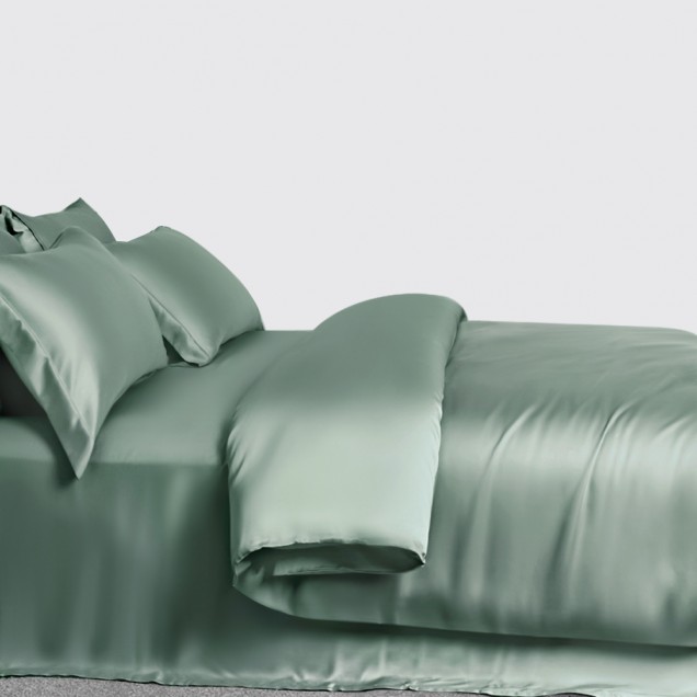 Celadon Green 3 PCS 22 Momme Mulberry Silk Duvet Cover Set UK for Sale Celadon Green 3 PCS 22 Momme Mulberry Silk Duvet Cover Set UK for Sale