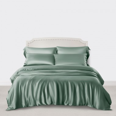 Celadon Green 3 PCS 22 Momme Mulberry Silk Duvet Cover Set UK for Sale