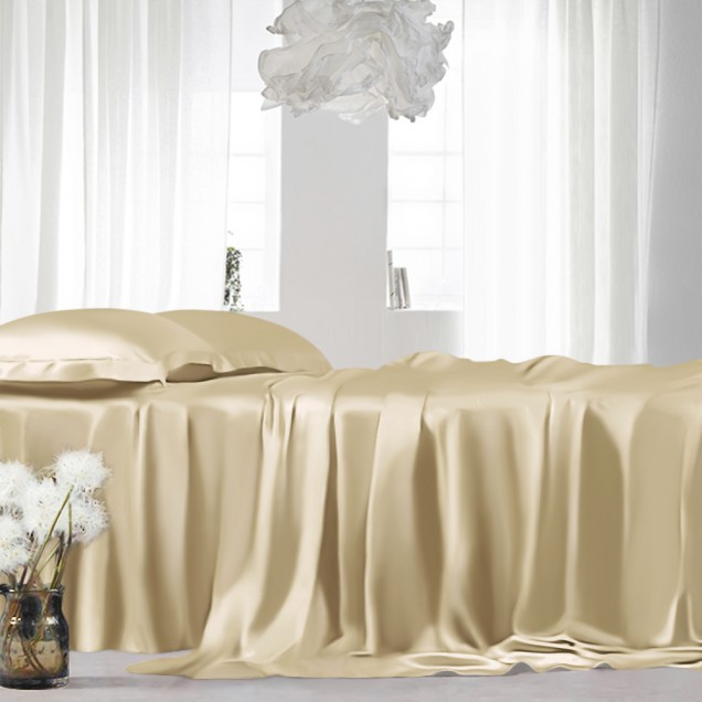 Champagne 22 Momme Mulberry Silk Flat Sheet UK for Sale Champagne 22 Momme Mulberry Silk Flat Sheet UK for Sale