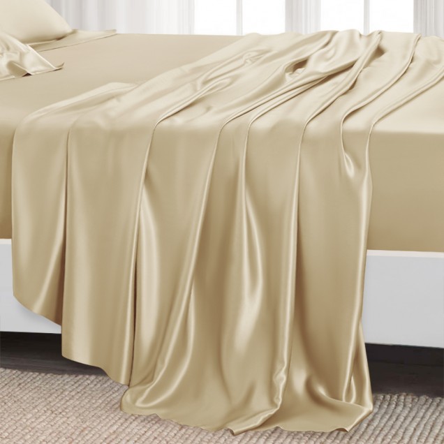 Champagne 22 Momme Mulberry Silk Flat Sheet UK for Sale Champagne 22 Momme Mulberry Silk Flat Sheet UK for Sale