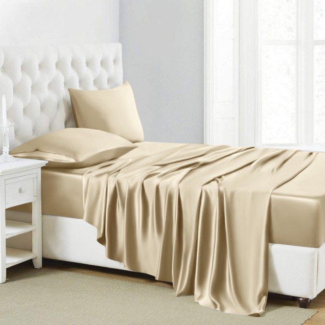 Champagne 22 Momme Mulberry Silk Sheet Set UK for Sale Champagne 22 Momme Mulberry Silk Sheet Set UK for Sale