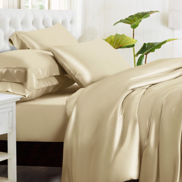 Champagne 3 PCS 22 Momme Mulberry Silk Duvet Cover Set UK for Sale Champagne 3 PCS 22 Momme Mulberry Silk Duvet Cover Set UK for Sale