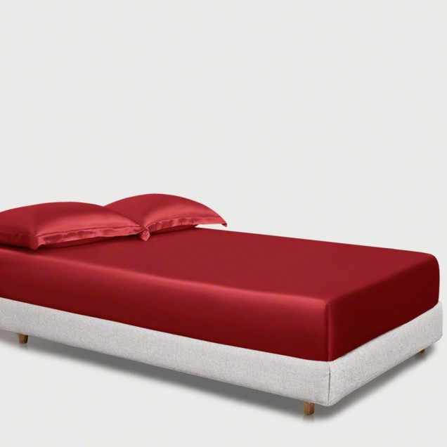 Cherry 22 Momme Mulberry Silk Fitted Sheet UK for Sale Cherry 22 Momme Mulberry Silk Fitted Sheet UK for Sale