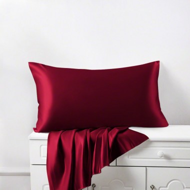 Claret 22 Momme Mulberry Zipper Silk Pillowcase UK for Sale