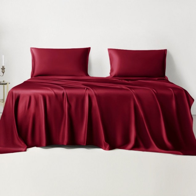 Claret 22 Momme Mulberry Silk Sheet Set UK for Sale Claret 22 Momme Mulberry Silk Sheet Set UK for Sale
