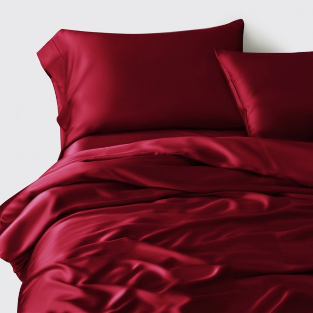 Claret 3 PCS 22 Momme Mulberry Silk Duvet Cover Set UK for Sale Claret 3 PCS 22 Momme Mulberry Silk Duvet Cover Set UK for Sale