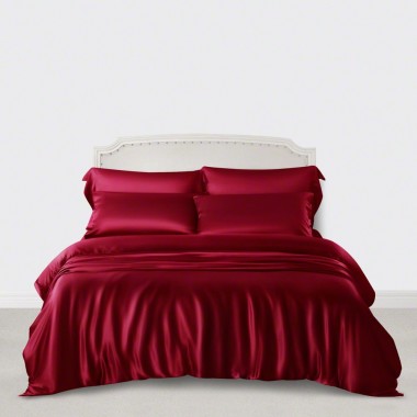Claret 3 PCS 22 Momme Mulberry Silk Duvet Cover Set UK for Sale