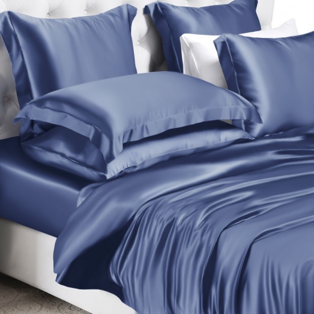 Dark Blue 22 Momme Mulberry Silk Duvet Cover UK for Sale Dark Blue 22 Momme Mulberry Silk Duvet Cover UK for Sale