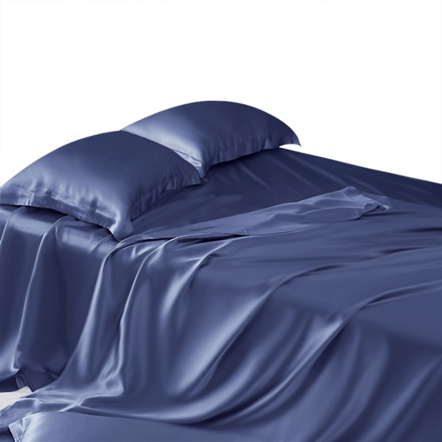 Dark Blue 22 Momme Mulberry Silk Flat Sheet UK for Sale Dark Blue 22 Momme Mulberry Silk Flat Sheet UK for Sale