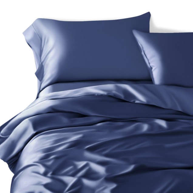 Dark Blue 3 PCS 22 Momme Mulberry Silk Duvet Cover Set UK for Sale Dark Blue 3 PCS 22 Momme Mulberry Silk Duvet Cover Set UK for Sale