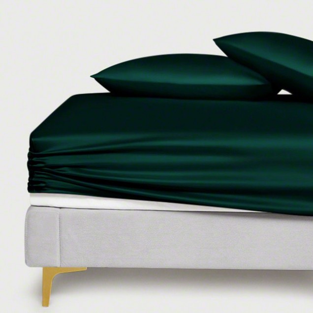 Dark Green 22 Momme Mulberry Silk Fitted Sheet UK for Sale Dark Green 22 Momme Mulberry Silk Fitted Sheet UK for Sale