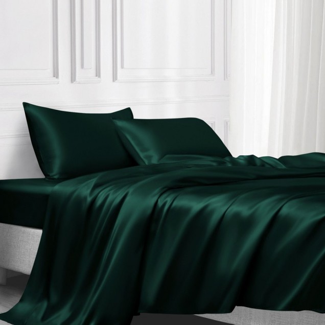 Dark Green 22 Momme Mulberry Silk Flat Sheet UK for Sale Dark Green 22 Momme Mulberry Silk Flat Sheet UK for Sale
