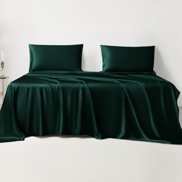 Dark Green 22 Momme Mulberry Silk Sheet Set UK for Sale Dark Green 22 Momme Mulberry Silk Sheet Set UK for Sale