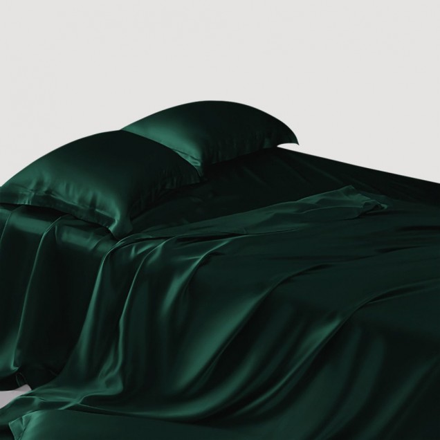 Dark Green 22 Momme Mulberry Silk Sheet Set UK for Sale Dark Green 22 Momme Mulberry Silk Sheet Set UK for Sale
