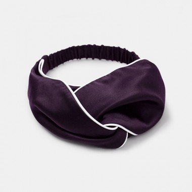 Dark Purple & Ivory Silk Headband UK for Sale