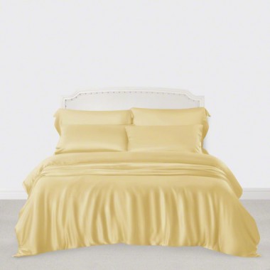 Gold 3 PCS 22 Momme Mulberry Silk Duvet Cover Set UK for Sale