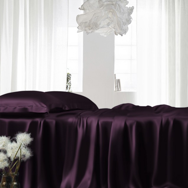 Grape 22 Momme Mulberry Silk Fitted Sheet UK for Sale Grape 22 Momme Mulberry Silk Fitted Sheet UK for Sale