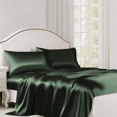 Hunter Green 22 Momme Mulberry Silk Flat Sheet UK for Sale