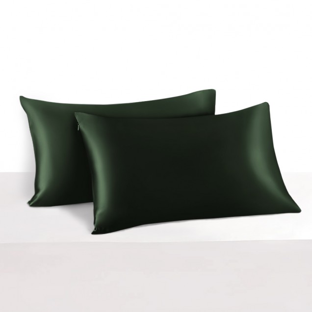Hunter Green 22 Momme Mulberry Zipper Silk Pillowcase UK for Sale Hunter Green 22 Momme Mulberry Zipper Silk Pillowcase UK for Sale