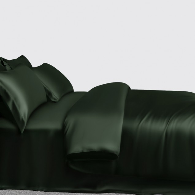 Hunter Green 3 PCS 22 Momme Mulberry Silk Duvet Cover Set UK for Sale Hunter Green 3 PCS 22 Momme Mulberry Silk Duvet Cover Set UK for Sale