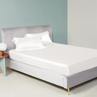 Ivory 22 Momme Mulberry Silk Fitted Sheet UK for Sale