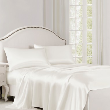 Ivory 22 Momme Mulberry Silk Flat Sheet UK for Sale