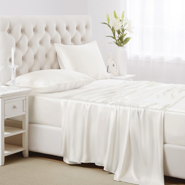 Ivory 22 Momme Mulberry Silk Sheet Set UK for Sale Ivory 22 Momme Mulberry Silk Sheet Set UK for Sale