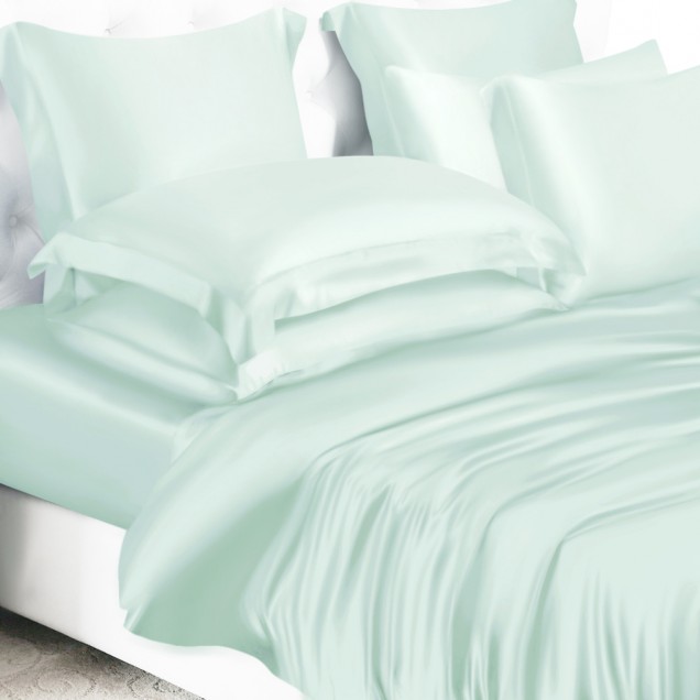Light Cyan 22 Momme Mulberry Silk Duvet Cover UK for Sale Light Cyan 22 Momme Mulberry Silk Duvet Cover UK for Sale