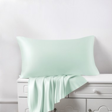 Light Cyan 22 Momme Mulberry Zipper Silk Pillowcase UK for Sale