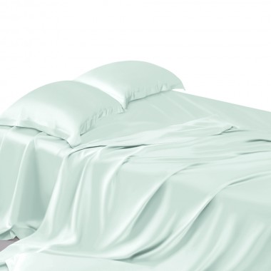 Light Cyan 22 Momme Mulberry Silk Sheet Set UK for Sale
